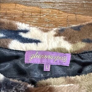 glamourpuss Faux Fur Jacket in Brown & Cream